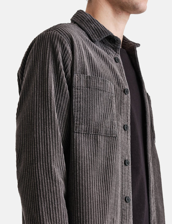 Wax London Whiting Overshirt (Penn Cord) - Charcoal Grey