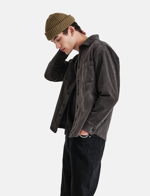 Wax London Whiting Overshirt (Penn Cord) - Charcoal Grey