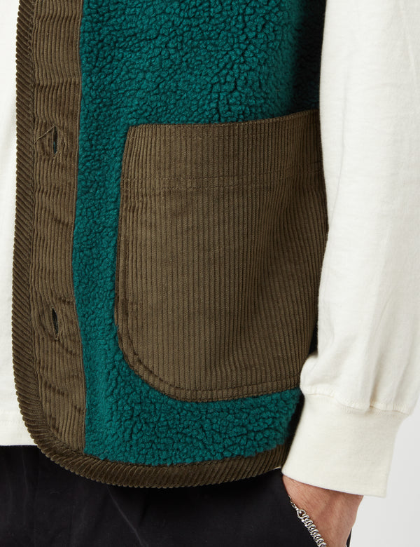 Bhode Cord Fleece Vest - Bottle Green