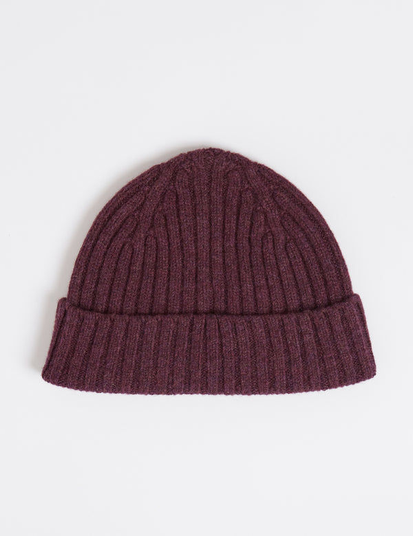 Bhode 2x2 Rib Beanie Mütze (Lammwolle) - Grape Purple