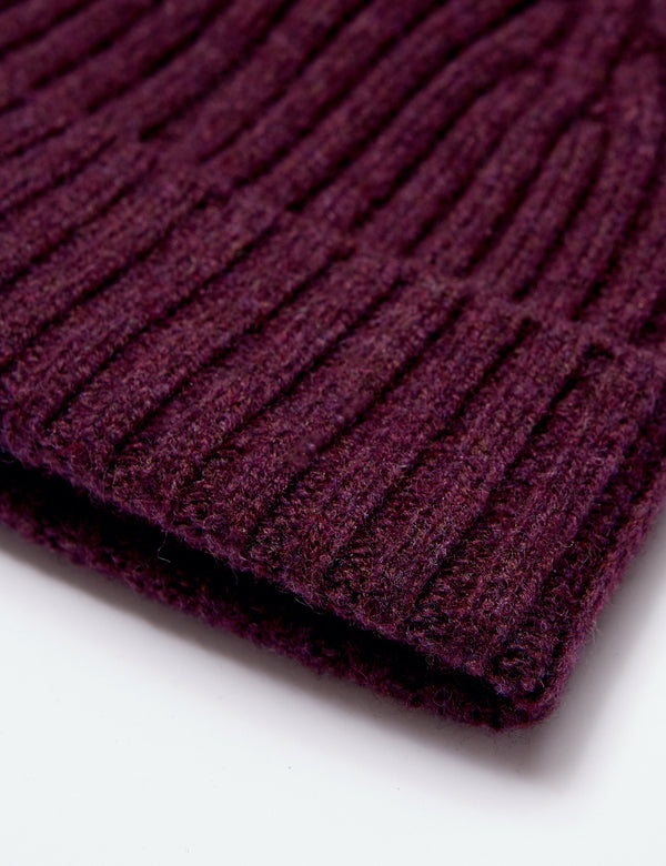 Bhode 2x2 Rib Beanie Mütze (Lammwolle) - Grape Purple