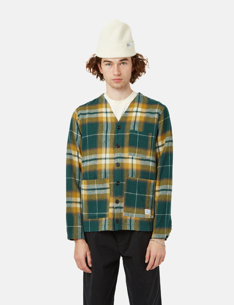 Bhode Japan Cardigan (Plaid) - Grün