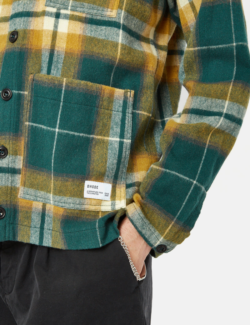 Bhode Japan Cardigan (Plaid) - Grün