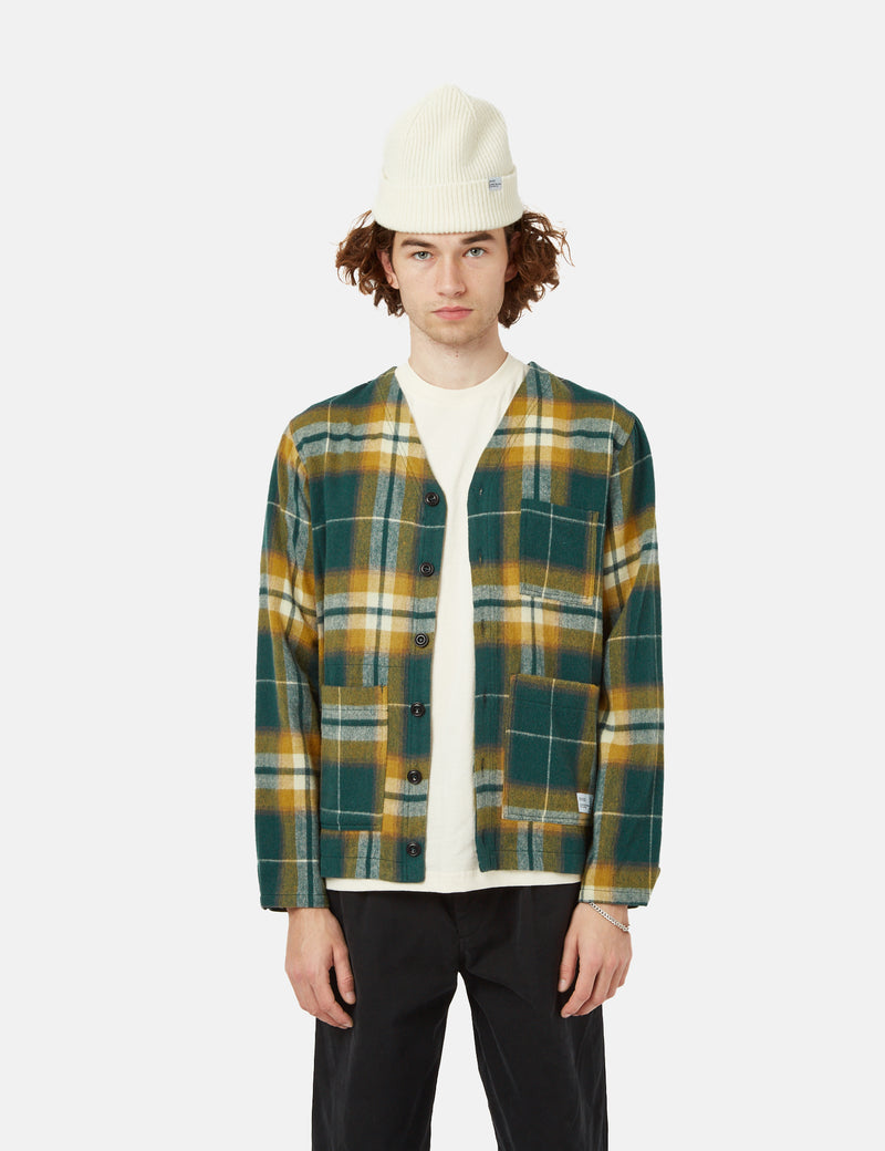 Bhode Japan Cardigan (Plaid) - Grün