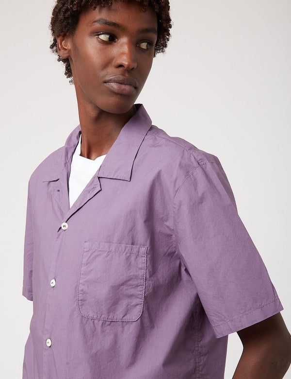 Bhode Revere Collar Shirt (Italian Poplin) - Space Purple