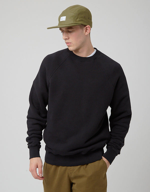 Bhode Raglan Crew Sweatshirt (Loopback) - Schwarz