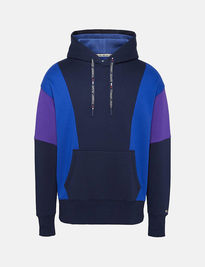 Tommy jeans navy fleece 2024 colour block hoodie