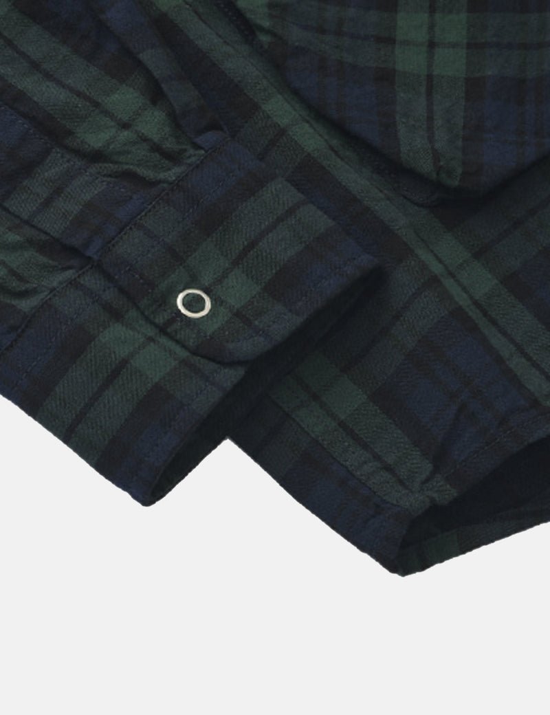 Frizmworksマルチポケットシャツジャケット-ブラックウォッチタータン| URBAN EXCESS。