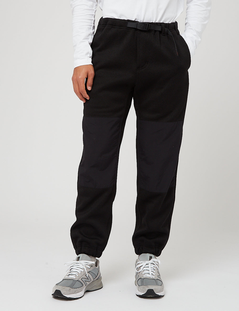 Gramicci Bonding Knit Fleece Knee Patch Pants - Black I URBAN EXCESS.