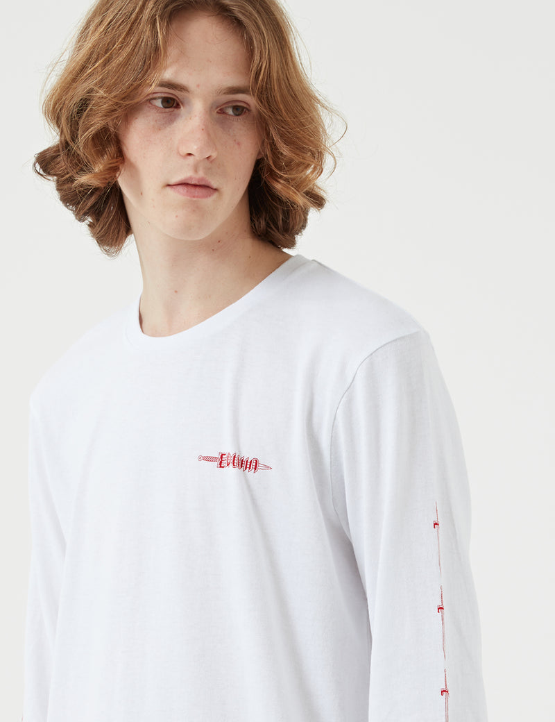 Edwin Hold All The Swords Long Sleeve T-shirt - White | URBAN EXCESS.