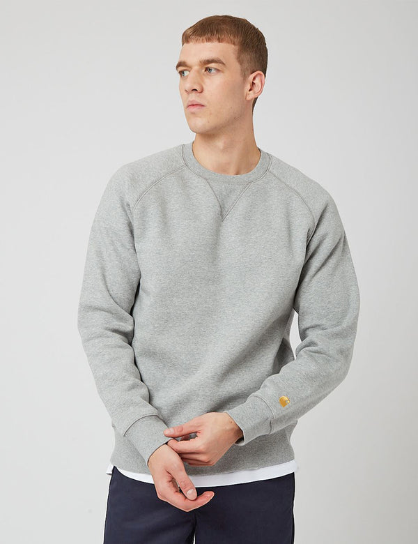 Sweat Carhartt-WIP Chase - Gris Chiné/Or