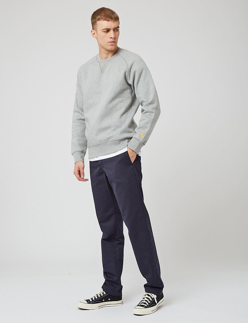 Sweat Carhartt-WIP Chase - Gris Chiné/Or