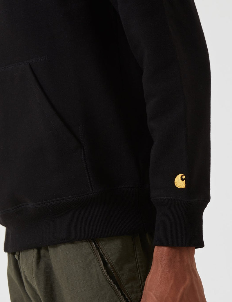 Carhartt-WIP Chase Kapuzen-Sweatshirt - Schwarz/Gold