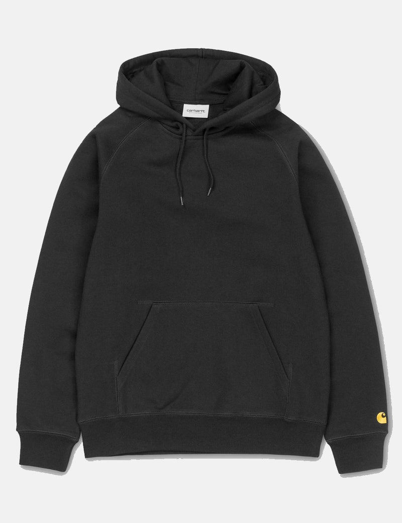 Carhartt-WIPチェイスフード付きスウェットシャツ-ブラック/ゴールド