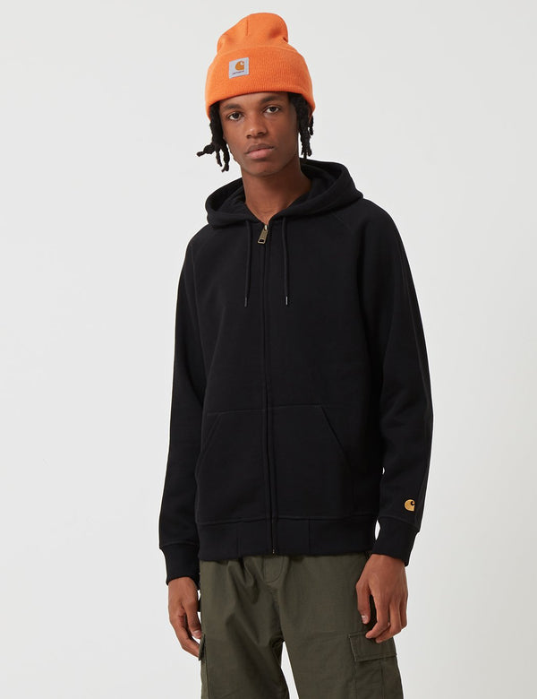 Carhartt-WIP Chase Hooded Zip Sweatshirt - Schwarz/Gold