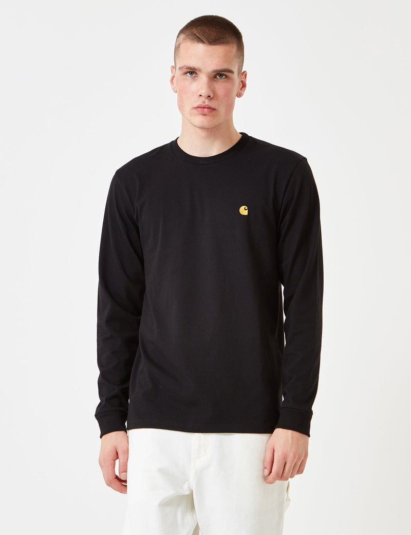 Carhartt-WIP Chase Long Sleeve T-Shirt - Black/Gold