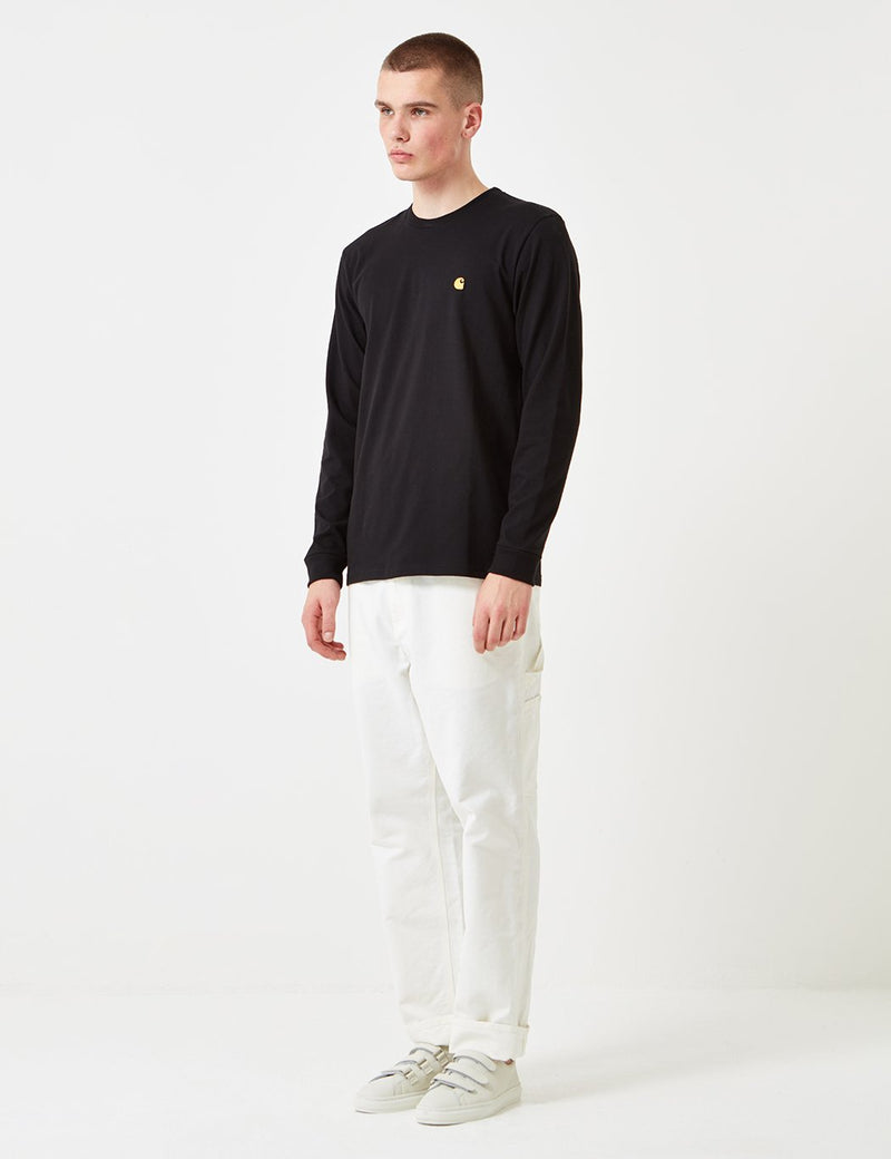 Carhartt-WIP Chase Long Sleeve T-Shirt - Black/Gold