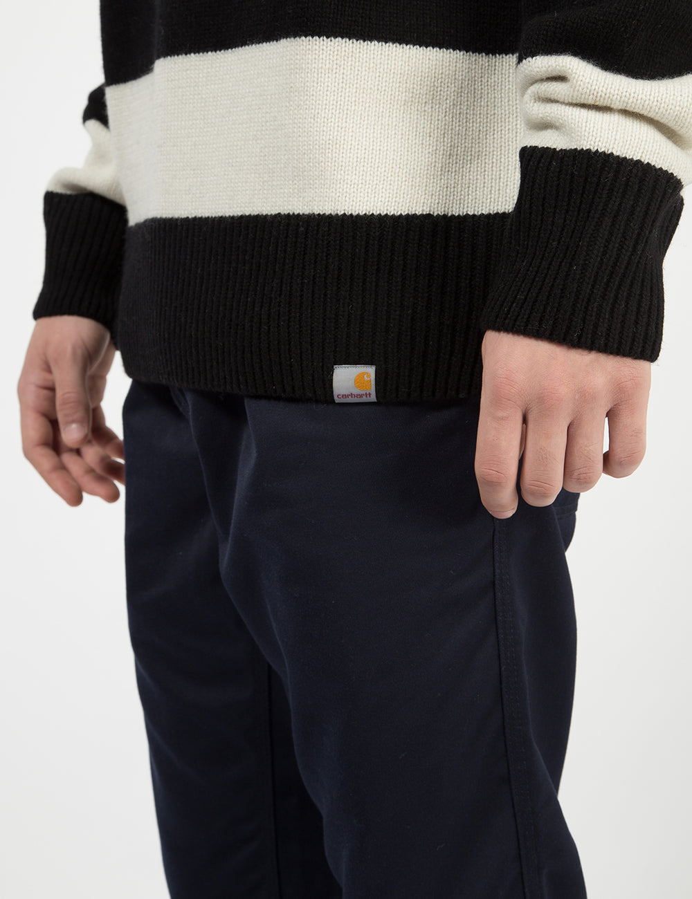 Carhartt Alvin Sweater - Alvin Stripe Black / Wax | URBAN EXCESS.