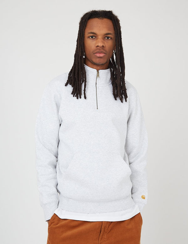 Carhartt-WIP Chase Neck Zip Sweatshirt - Graumeliert/Gold