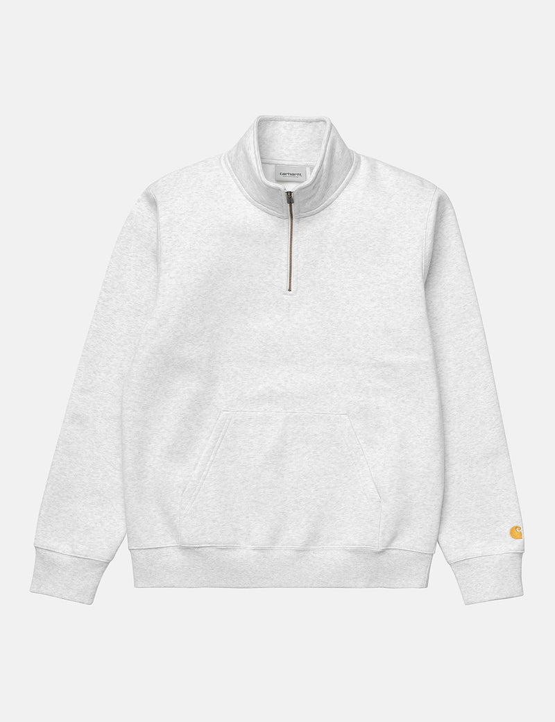 Carhartt-WIP Chase Neck Zip Sweatshirt - Grey Heather/Gold