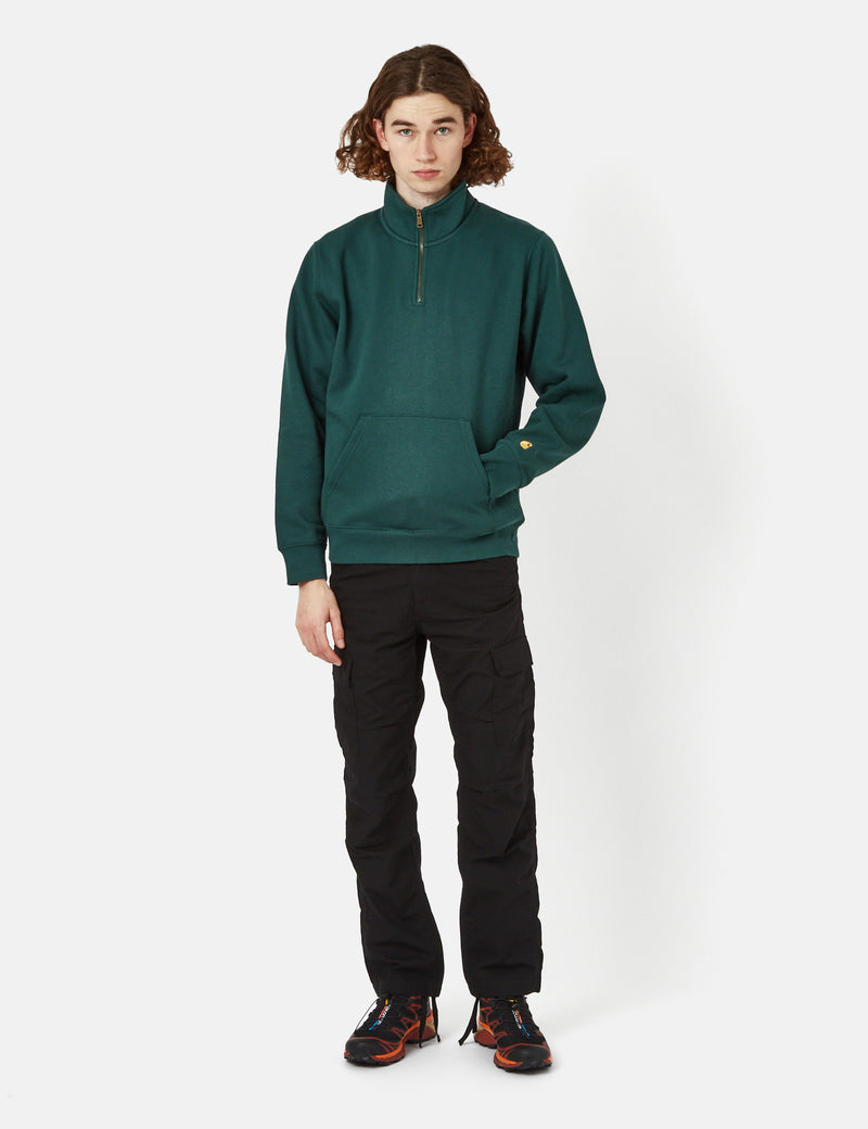 Carhartt-WIP Chase Neck Zip Sweatshirt - Botanic Green