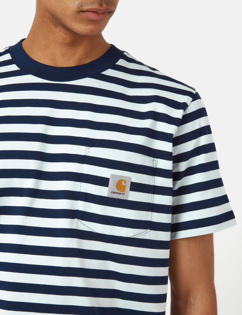 Carhartt-WIP Scotty Stripe Pocket T-Shirt (Regular) - Atom Blue/Icarus Blue