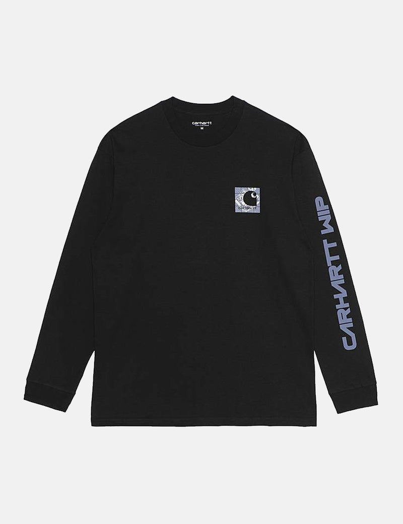 Carhartt-WIPグリッドC長袖Tシャツ-ブラック