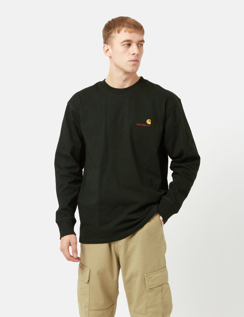 Carhartt-WIP American Script Long Sleeve T-Shirt - Dark Cedar Green