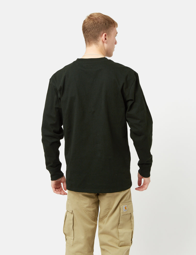 T-Shirt à Manche Longue Carhartt-WIP American Script - Dark Cedar Green