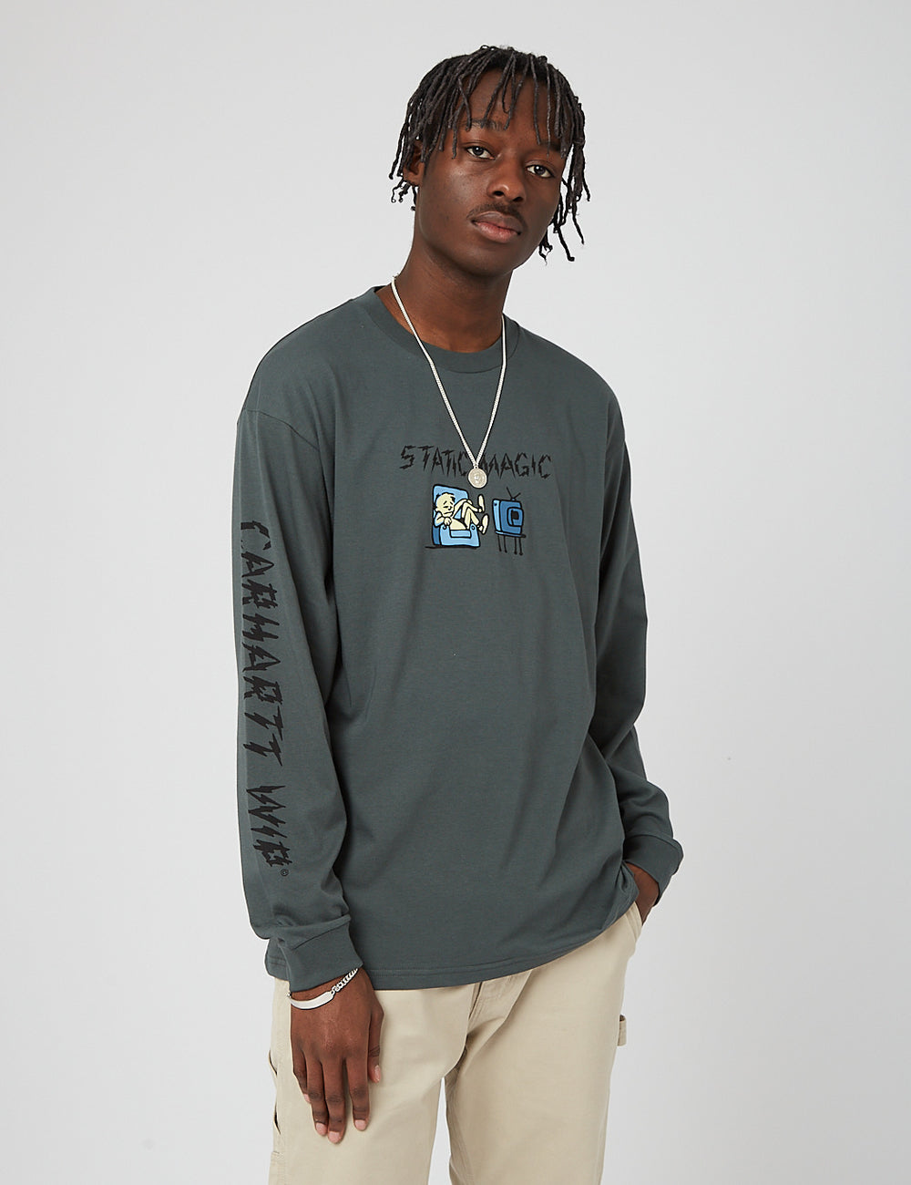 Carhartt-WIP Static Magic Long Sleeve T-Shirt - Hemlock Green I UE