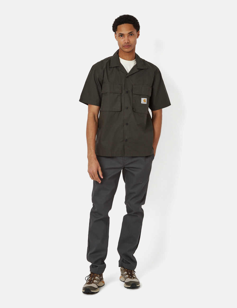 Carhartt-WIP Wynton Short Sleeve Shirt - Stormcloud/Dollar Green I