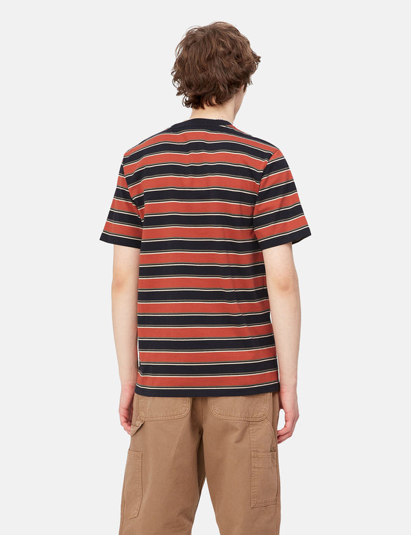 Carhartt-WIP Leone T-Shirt (Leone Stripe) - Phoenix Red