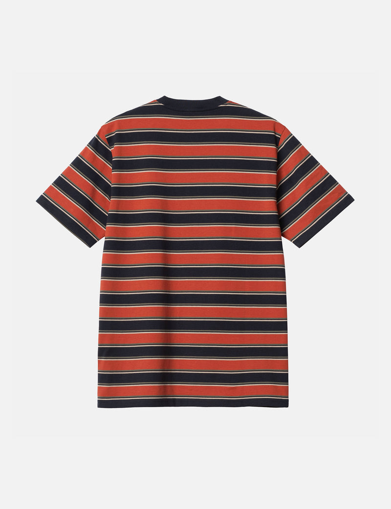 Carhartt-WIP Leone T-Shirt (Leone Stripe) - Phoenix Red