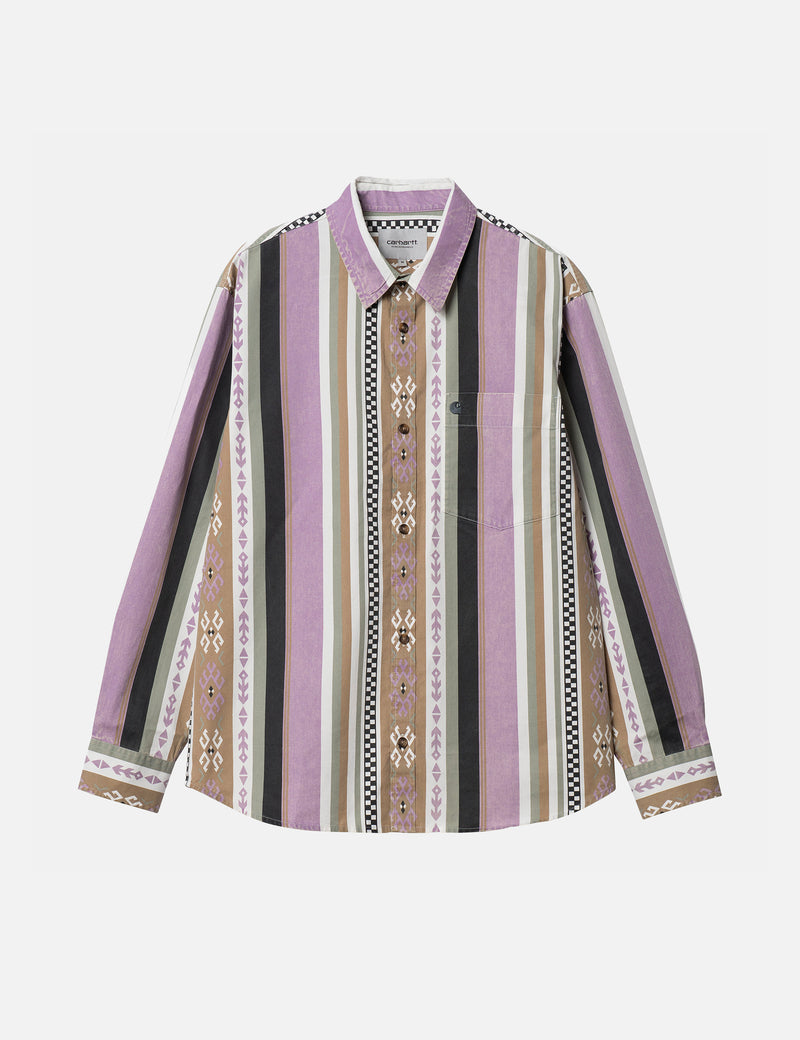 Carhartt-WIP Coba Stripe Shirt (Loose) - Violanda Purple/Soot Grey