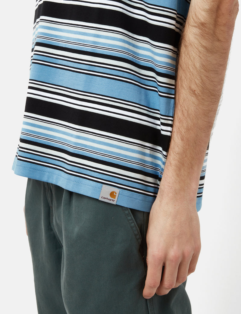 Carhartt-WIP Lafferty T-Shirt (Stripe) - Piscine Blue