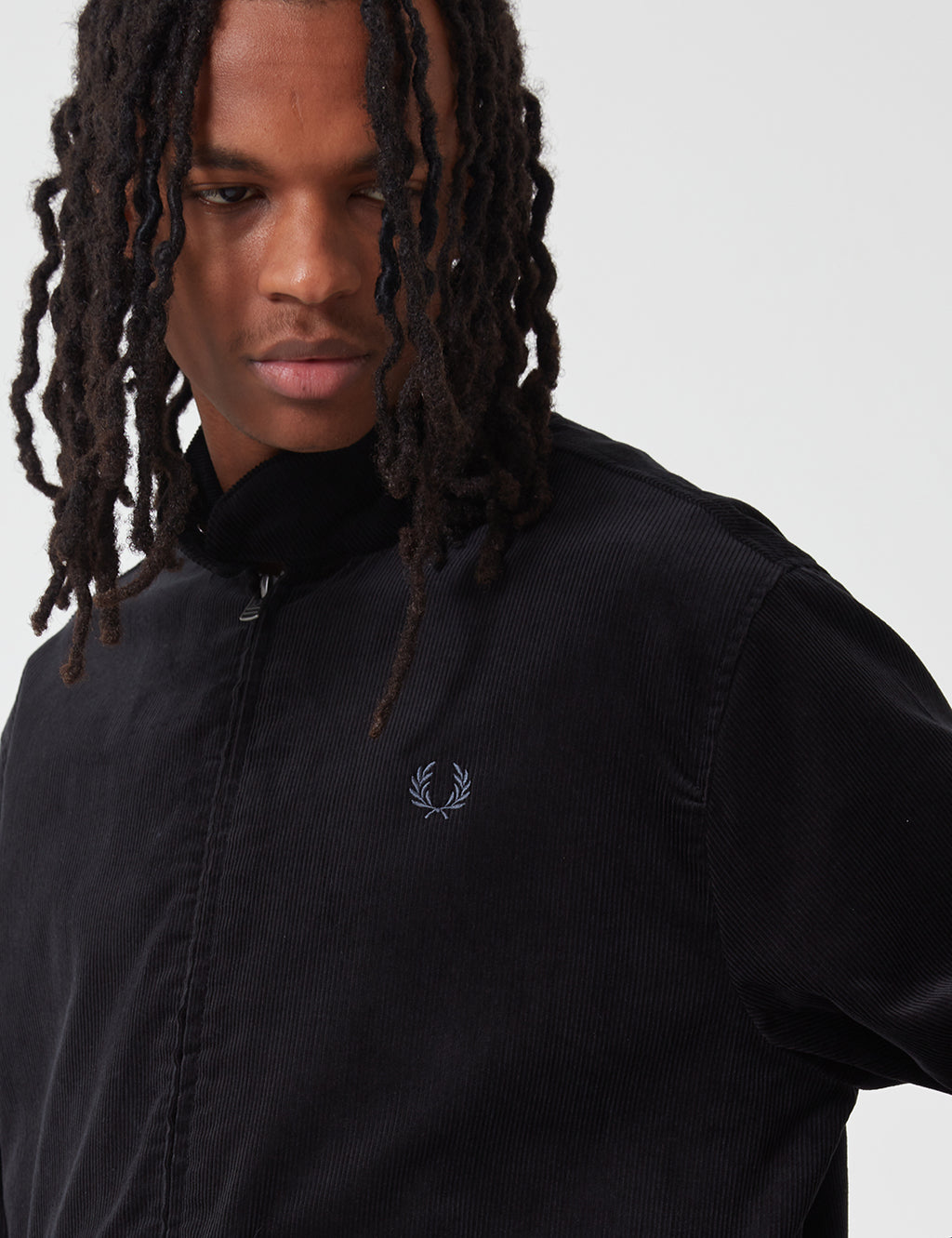 Fred Perry Cord Harrington Jacket - Black | URBAN EXCESS