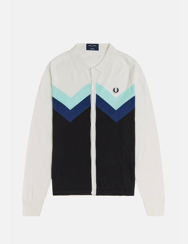 Fred Perry Arrow Stripe Cardigan - Snow White