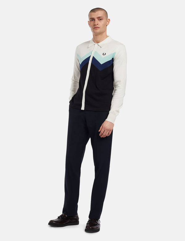 Fred Perry Arrow Stripe Cardigan - Snow White