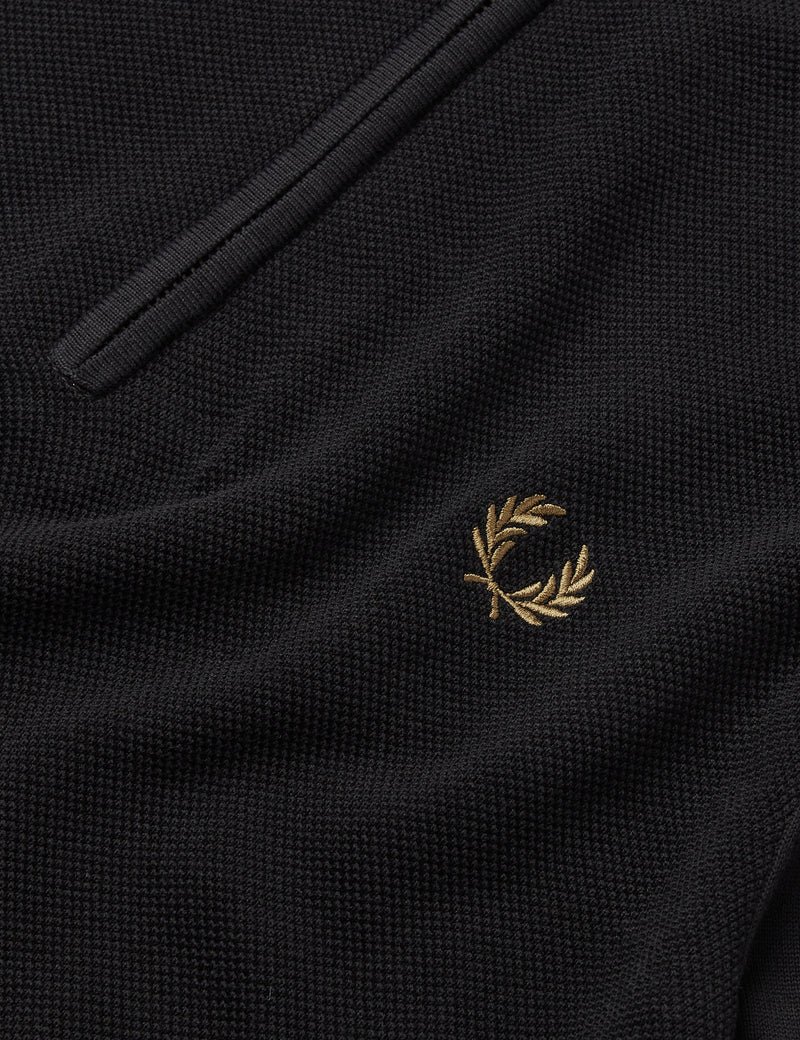 Chemise En Tricot Fred Perry Bomber À Col Zippé - Noir