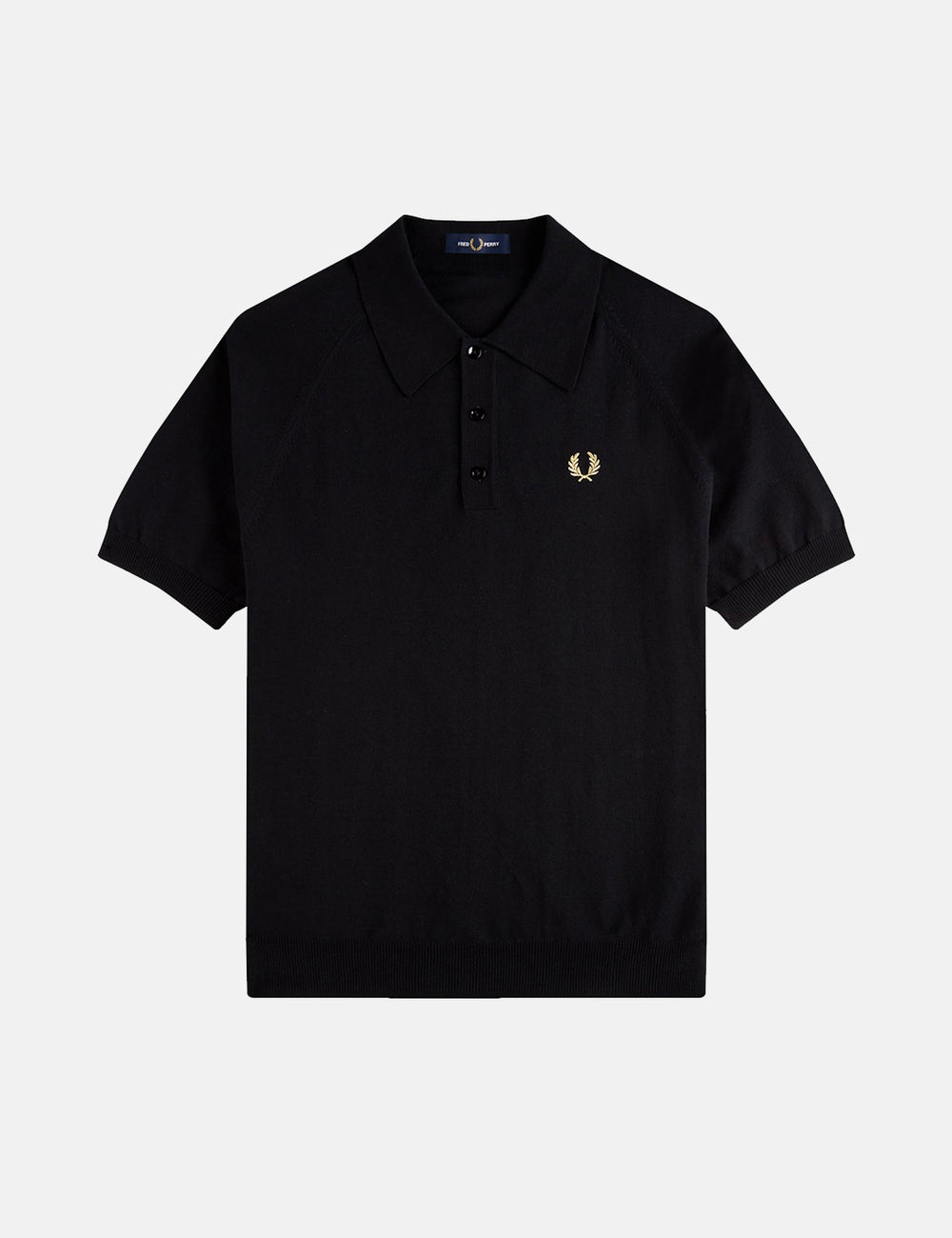 Fred Perry Raglan Sleeve Knit Shirt - Black/Champagne I URBAN EXCESS.