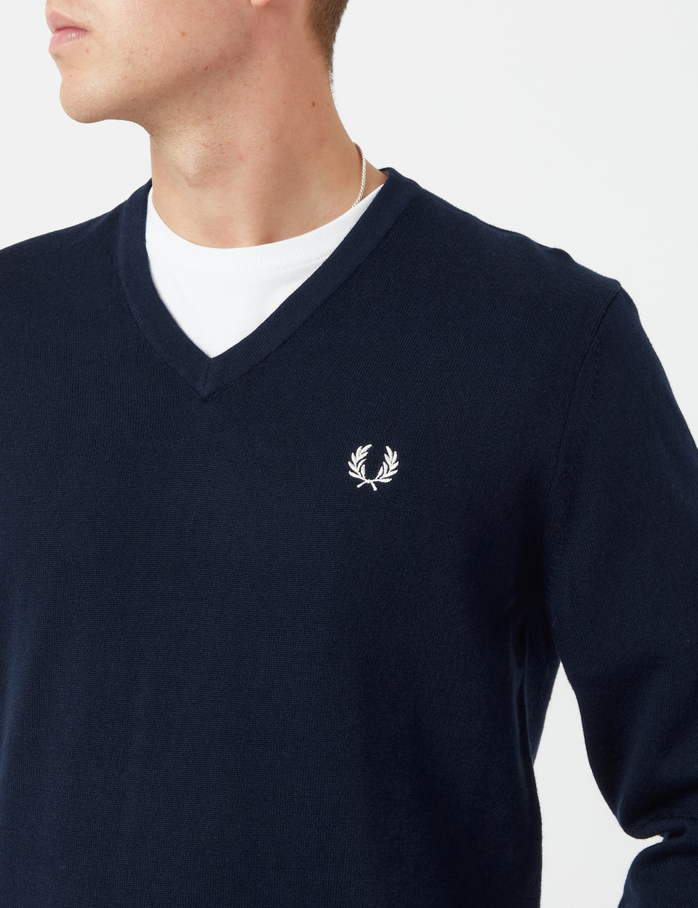 Fred Perry Classic V Neck Jumper Navy Blue I Urban Excess. URBAN EXCESS