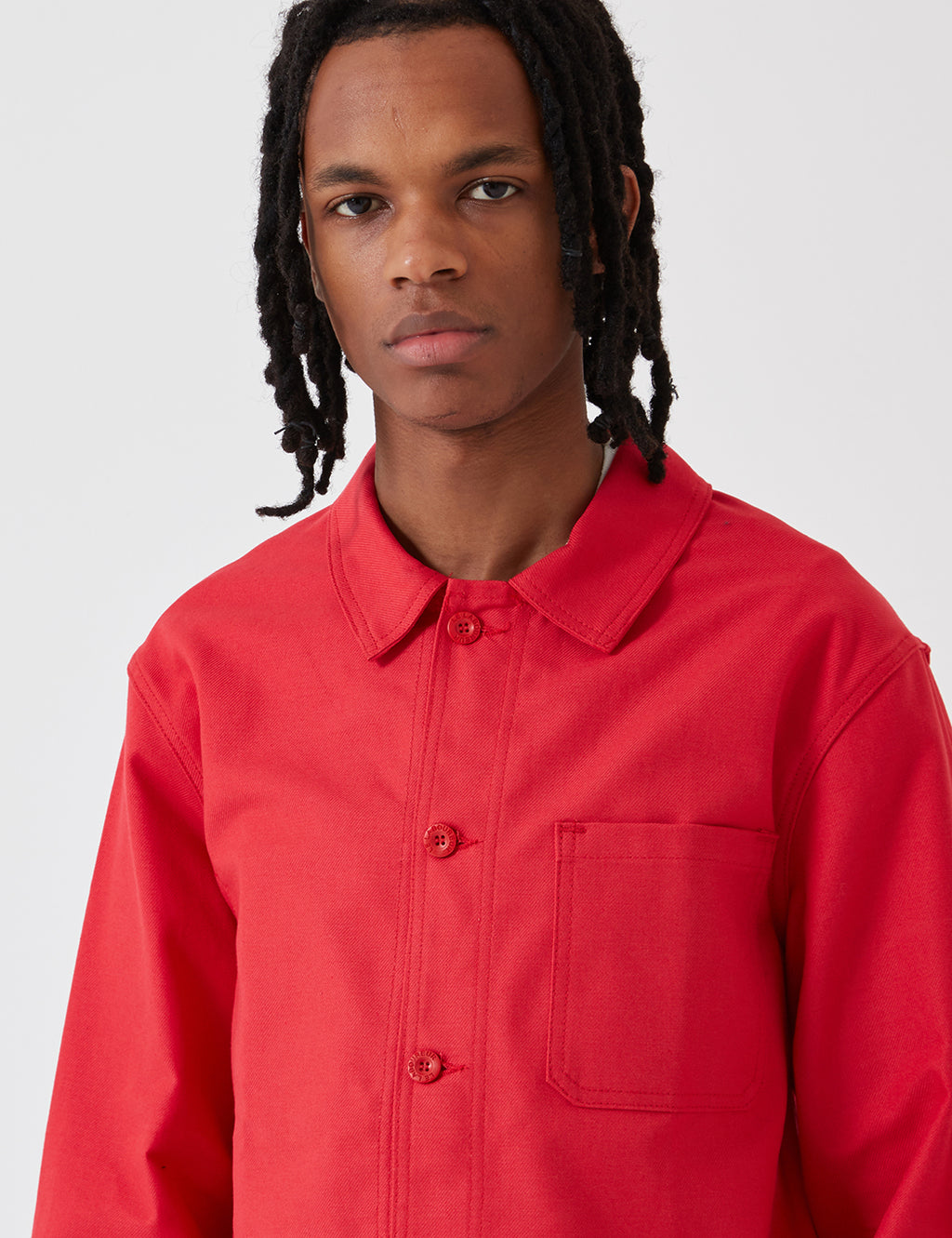 Le Laboureur Cotton Work Jacket - Red | URBAN EXCESS.