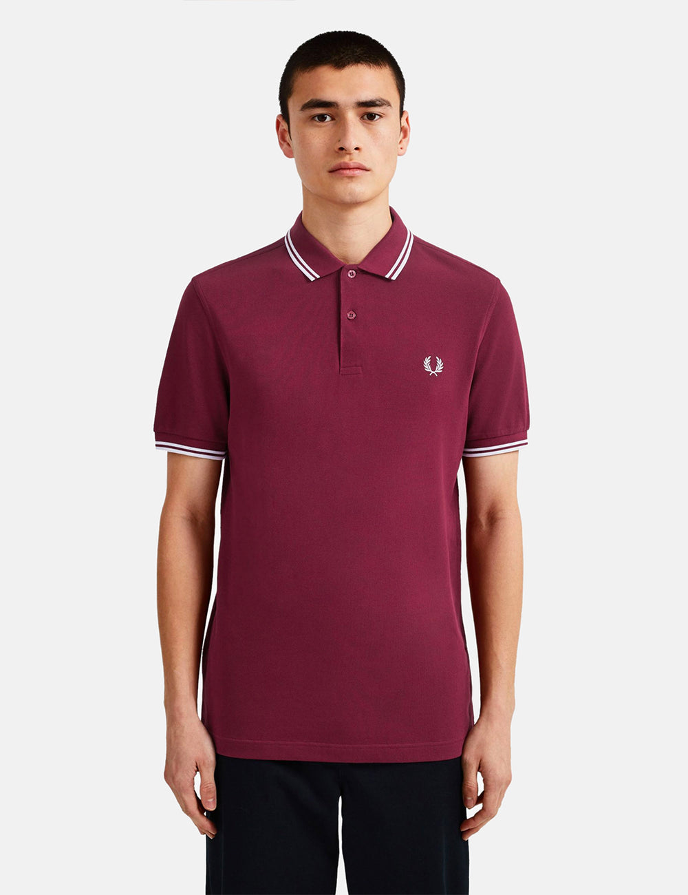 Fred Perry Twin Tipped Polo Shirt - Port/White/White I URBAN EXCESS.