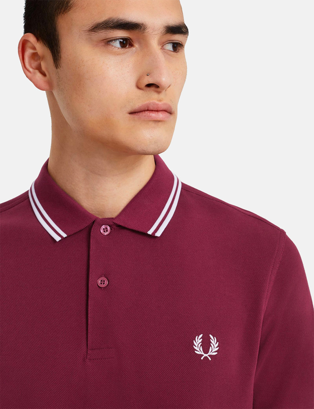 Fred Perry Twin Tipped Polo Shirt - Port/White/White I URBAN EXCESS.