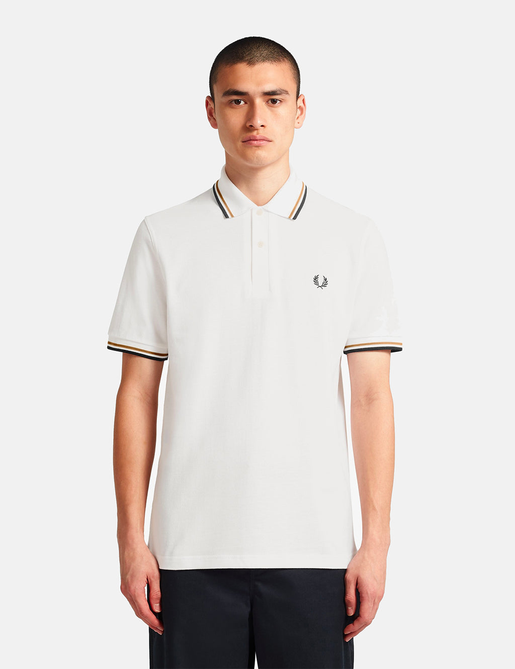 Fred Perry Twin Tipped Polo Shirt - SnowWhite/Gold/Black URBAN EXCESS