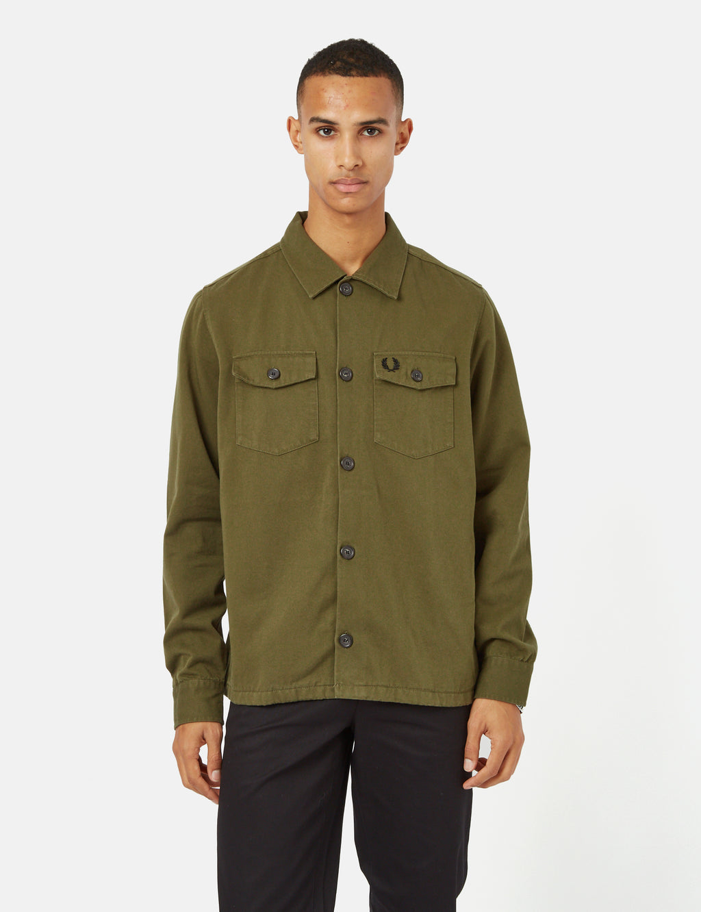 Fred Perry Twill Overshirt - Uniform Green I Urban Excess. – URBAN EXCESS