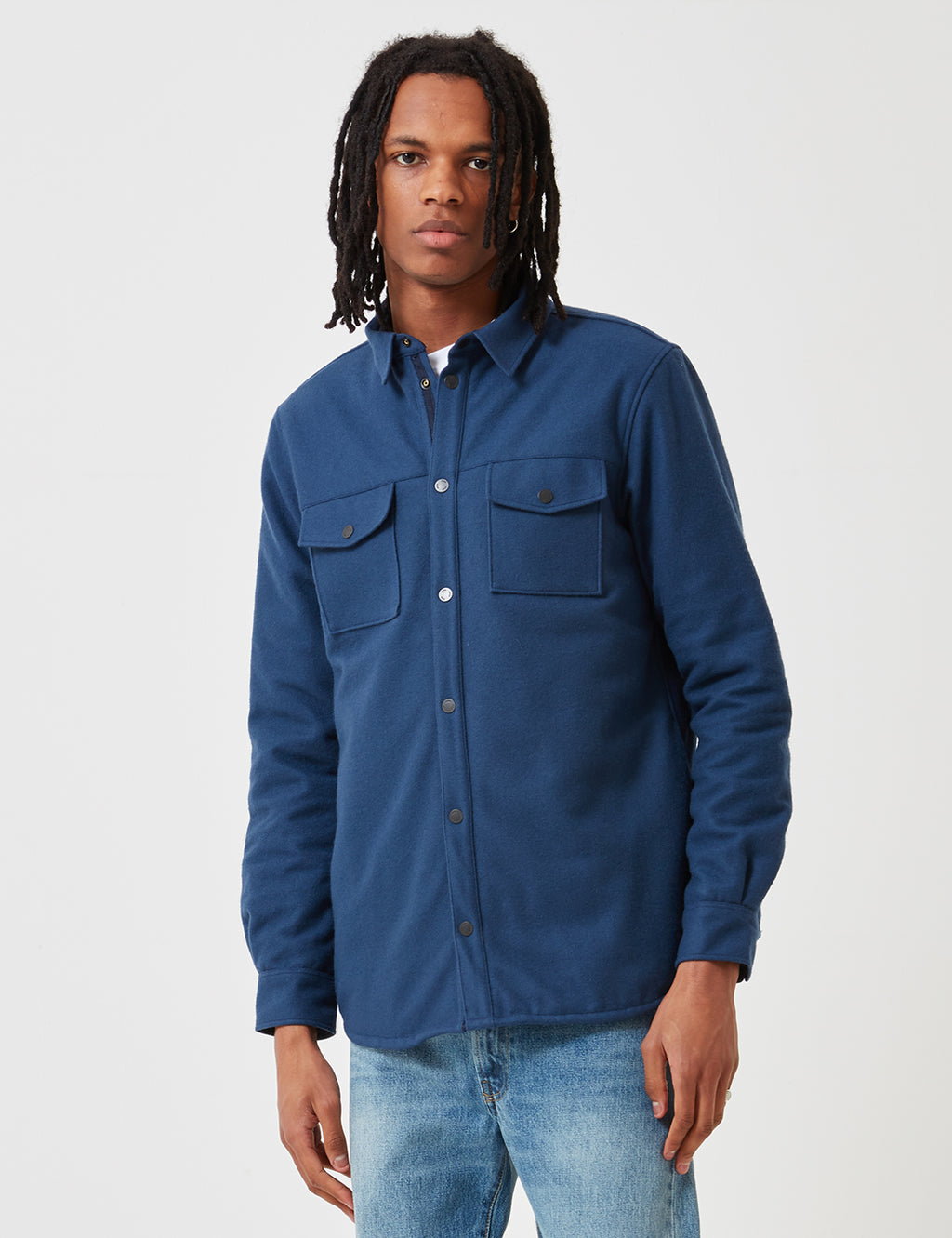 Norse Projects Villads Melton Overshirt - Navy | URBAN EXCESS.