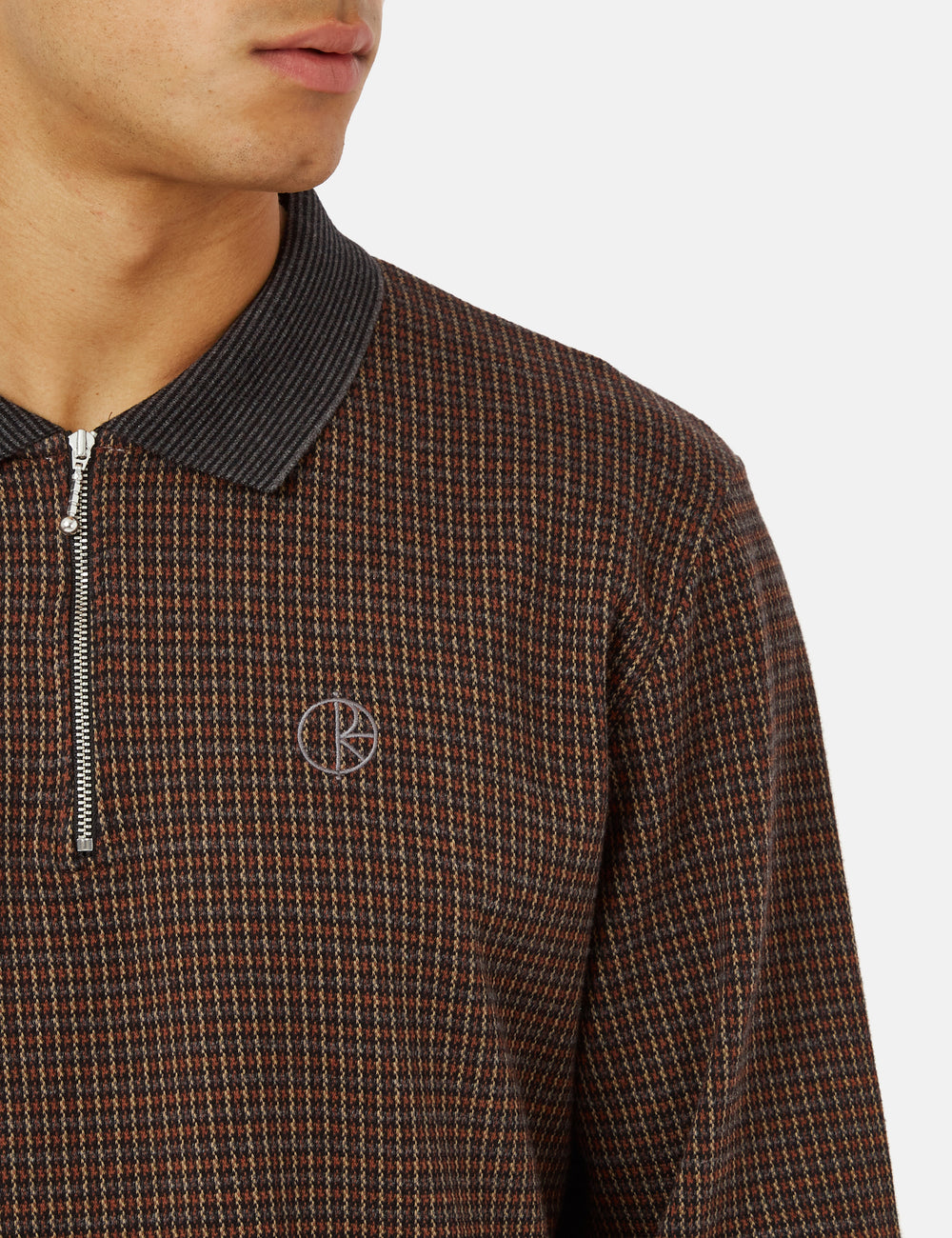 Polar Skate Co. Jacques Polo Long Sleeve Shirt - Grey/Brown I Urban Excess.  – URBAN EXCESS