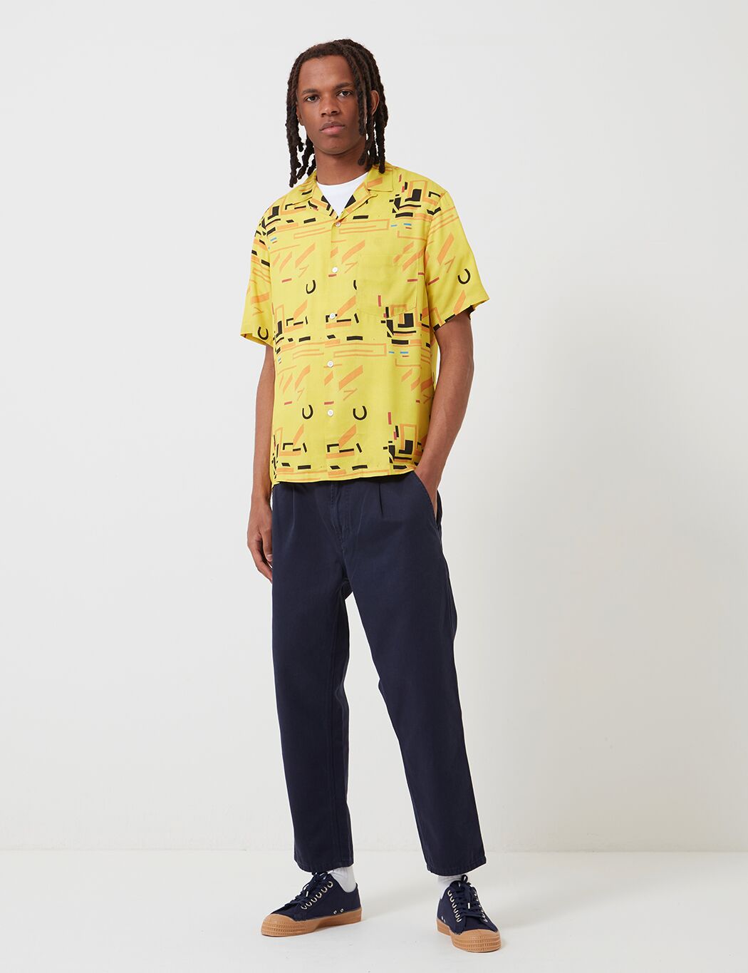 Portuguese Flannel Geometry Two Shirt - Yellow | URBAN EXCESS.