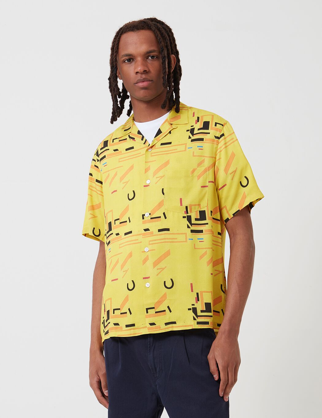 Portuguese Flannel Geometry Two Shirt - Yellow | URBAN EXCESS.